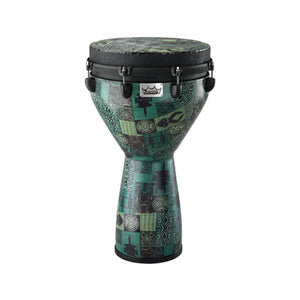 Remo DJ-0014-32 Designer Series 14inch Key-Tuned Djembe, Green Kintekloth