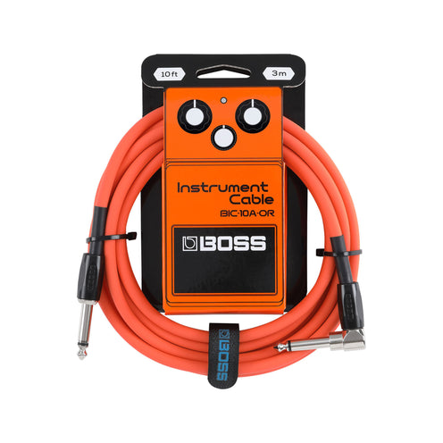 BOSS BIC-10A-OR Straight to Right Angle Instrument Cable, 10FT, Orange