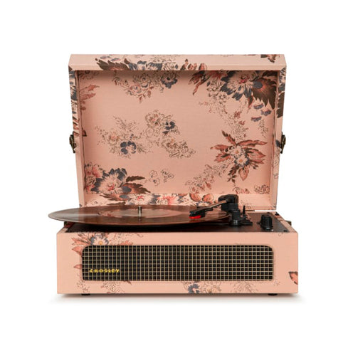 Crosley Voyager Vintage Portable Turntable with Bluetooth Receiver and Built-in Speakers, Floral