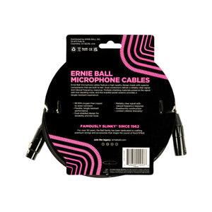 Ernie Ball 20FT Braided Male to Female XLR Microphone Cable, Black