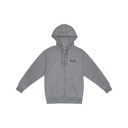 Fender Spaghetti Small Logo Zip Front Hoodie, Athletic Gray, Small