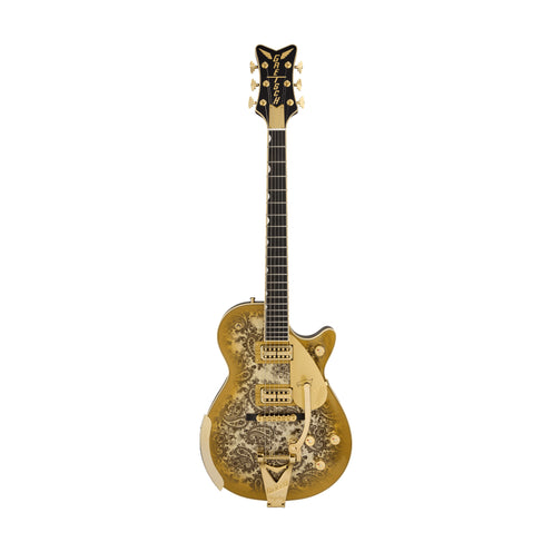 Gretsch G6134TG Limited Edition Paisley Penguin Guitar w/String-Thru Bigsby, Ebony FB, Gold Paisley