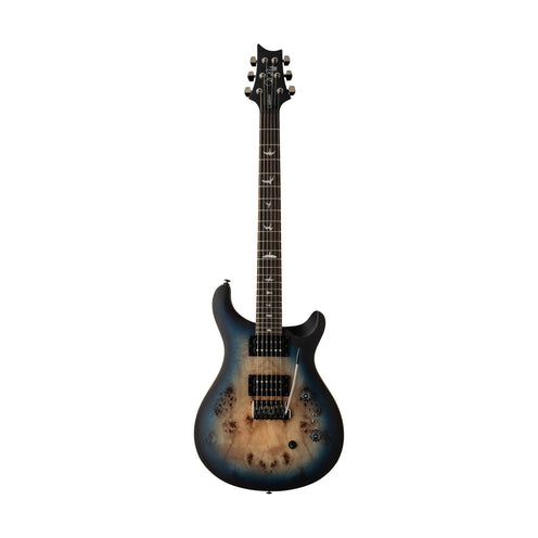 PRS SE Exotic Custom 24-08 Poplar Burl Electric Guitar, Lake Blue Midnight Burst