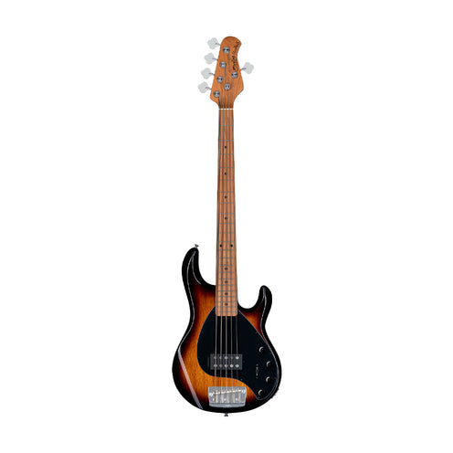Sterling by Music Man Ray35 5-String Bass Guitar, Spalted Maple 3 Tone Sunburst