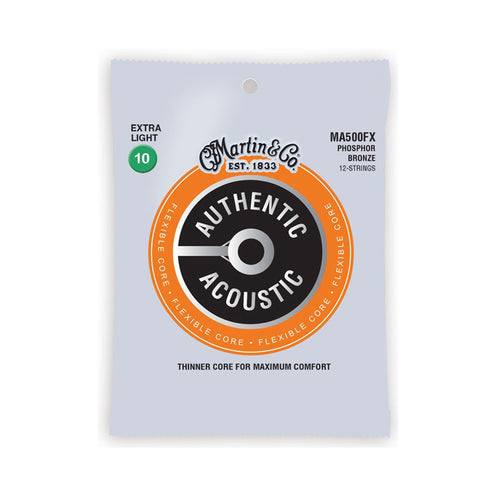 Martin 41Y19MA500FX Authentic Flexible Core 92/8 Phosphor Bronze Custom Light 12-String Acoustic Gui