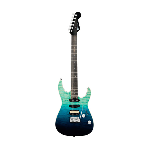 Charvel Pro-Mod Plus Dinky DK24 HSS Quilt Maple Electric Guitar, Blue Curaçao