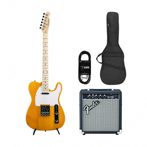 Congress CTE100 MP Electric Guitar, Blonde w/ Fender Frontman 10G Bundle