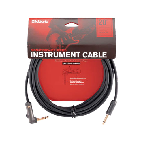 D'Addario PW-AGRA-20 Circuit Breaker Instrument Cable, Right Angle, 20 feet