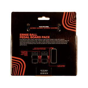 Ernie Ball Flat Ribbon Pedalboard Patch Cables, Red, Multi-Pack