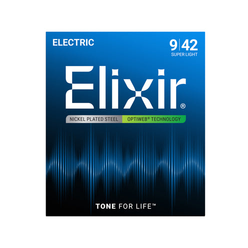 Elixir 19002 Optiweb Electric Guitar Strings, Super Light, 09-42