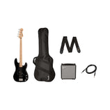 Squier Affinity Series PJ Bass Guitar Pack, Maple FB, Black, 230V, UK (B-Stock)