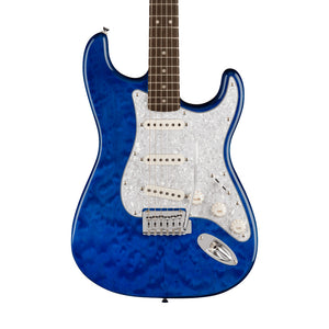 Squier FSR Affinity Series Stratocaster QMT Electric Guitar, Laurel FB, Sapphire Blue Transparent (B-Stock)