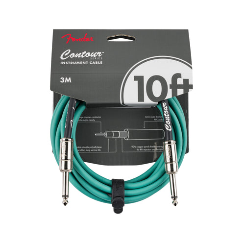 Fender 10FT Contour Series Instrument Cable, Sherwood Green