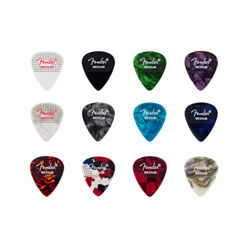 Fender 351 Dotted Celluloid Guitar Picks, 12-Pack, Medium