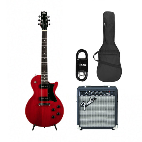 Heritage Ascent Collection H-137 P90 Electric Guitar, Vintage Cherry w/ Fender Frontman 10G Bundle
