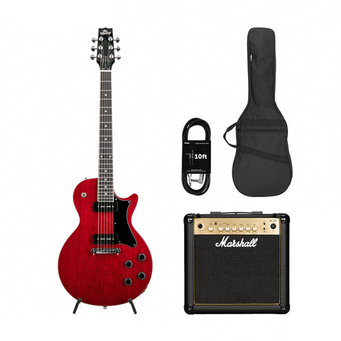 Heritage Ascent+ Collection H-137 Electric Guitar, Cherry w/ Marshall MG15GR Bundle