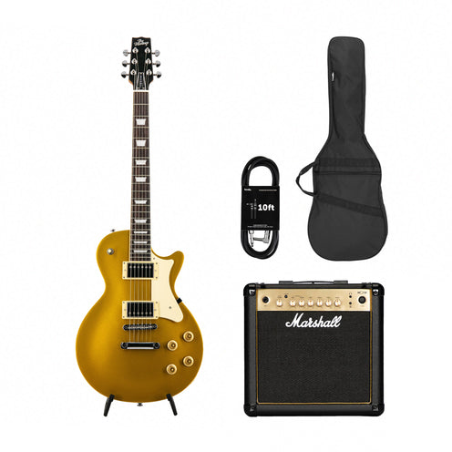 Heritage Ascent+ Collection H-150 Electric Guitar, Gold Top w/ Marshall MG15GR Bundle