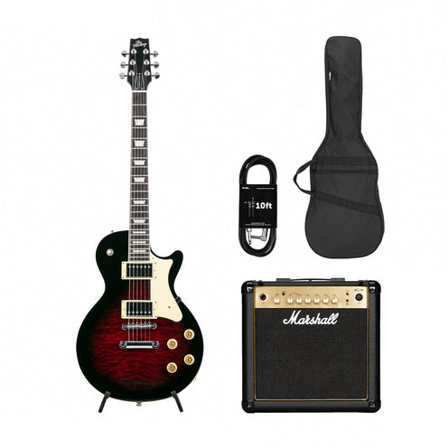 Heritage Ascent+ Collection H-150 Electric Guitar, Rose Burst w/ Marshall MG15GR Bundle