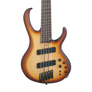 Ibanez BTB705LM-NNF 5-String Electric Bass Guitar, Natural Browned Burst Flat