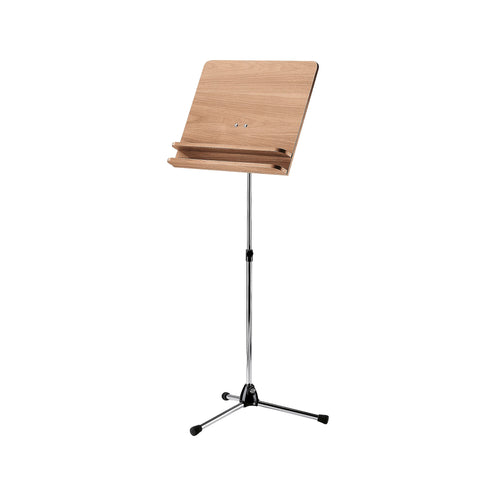 K&M 118/3 Orchestra Music Stand, Walnut Wooden Desk