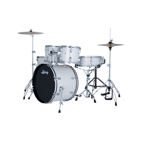 Ludwig LC190C7 Accent Fuse 5pcs Drum Set w/Hardware+Throne+Cymbal, Snow Dust