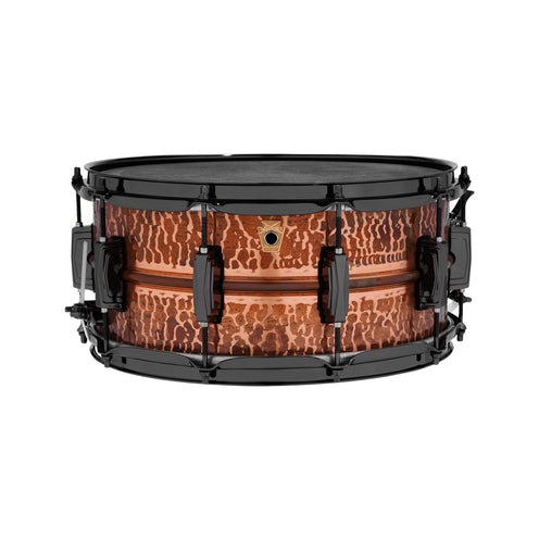 Ludwig LC663CKWMBLK 6.5x14inch Hammered Raw Polished Copper Snare Drum w Black Nickel Hardware