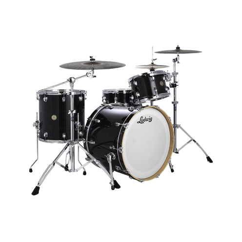 Ludwig LCO5024B Continental 4-Piece Drum Kit(22B+16F+12T+14S), Black Lacquer