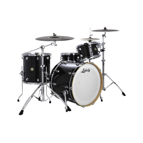 Ludwig LCO5044B Continental 4-Piece Drum Kit(24B+16F+13T+14S), Black Lacquer