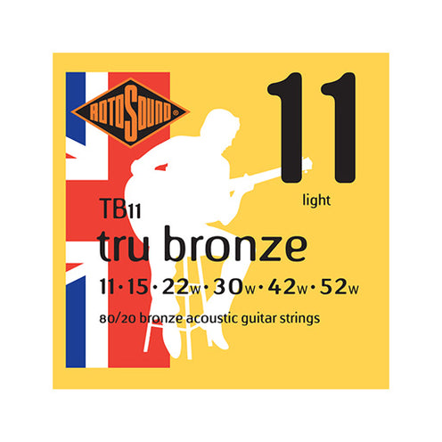 Rotosound TB11 Tru 80/20 Bronze Acoustic Guitar Strings Set, Light, 11-52