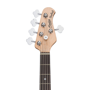 Sterling S.U.B Series RAY5 5-String Electric Bass Guitar, Jatoba FB, Ruby Red Burst Satin (ST-RAY5-RRBS-J1)