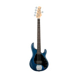 Sterling S.U.B Series RAY5 5-String Electric Bass Guitar, Jatoba FB, Trans Blue Satin