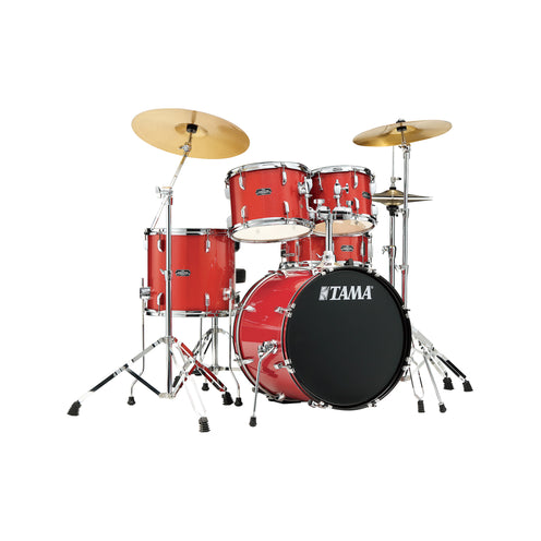 TAMA ST50H6C-CDS Stagestar 5-Piece Drum Kit w/ Hardware+Throne+Cymbals, Candy Red Sparkle