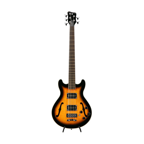 Warwick RockBass Star Bass 5-String Electric Bass Guitar, Vintage Sunburst Transparent