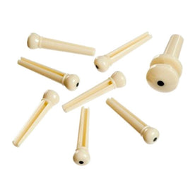 D'Addario PWPS12 Molded Bridge Pins with End Pin, Set of 7, Ivory with Black Dot
