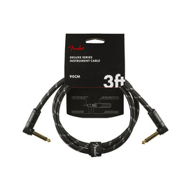 Fender Deluxe Series Angled Instrument Cable, 3ft, Black Tweed