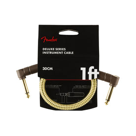 Fender Deluxe Series Angled Instrument Cable, 1ft, Tweed