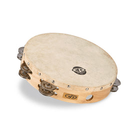Latin Percussion CP380 10inch Wood Headed Tambourine, Double Row Jingles
