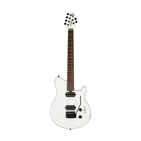 Sterling by Music Man AX3S Axis Electric Guitar, Jatoba FB, White w/Black Binding (AX3S-WH-R1)