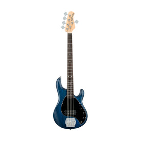 Sterling S.U.B Series RAY5 5-String Electric Bass Guitar, RW FB, Trans Blue Satin