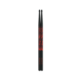 TAMA 5B-F-BR Design Series Rhythmic Fire Drum Sticks, Black/Red Pattern