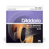 D'Addario EJ13 80/20 Bronze Acoustic Guitar Strings, Custom Light, 11-52