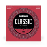 D'Addario EJ27N Student Nylon Classical Guitar Strings, Normal Tension, Clear/Silverplated Wound