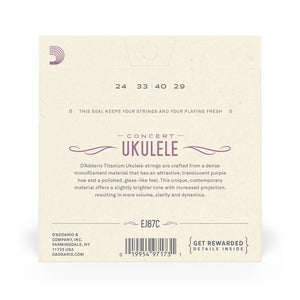 D'Addario EJ87C Titanium Ukulele Strings, Concert