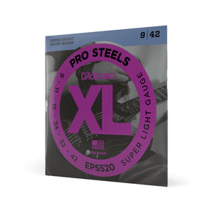 D'Addario EPS520 ProSteels Electric Guitar Strings, Super Light, 9-42