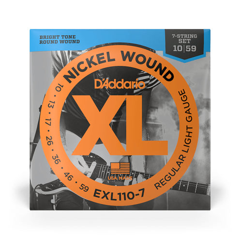 D'Addario EXL110-7 Nickel Wound Electric Guitar Strings, 7-String, Regular Light, 10-59