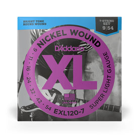 D'Addario EXL120-7 Nickel Wound Electric Guitar Strings, 7-String, Super Light, 9-54