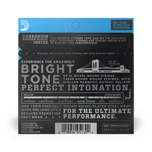 D'Addario EXL116 Nickel Wound Electric Guitar Strings, Medium/Heavy, .011-.052