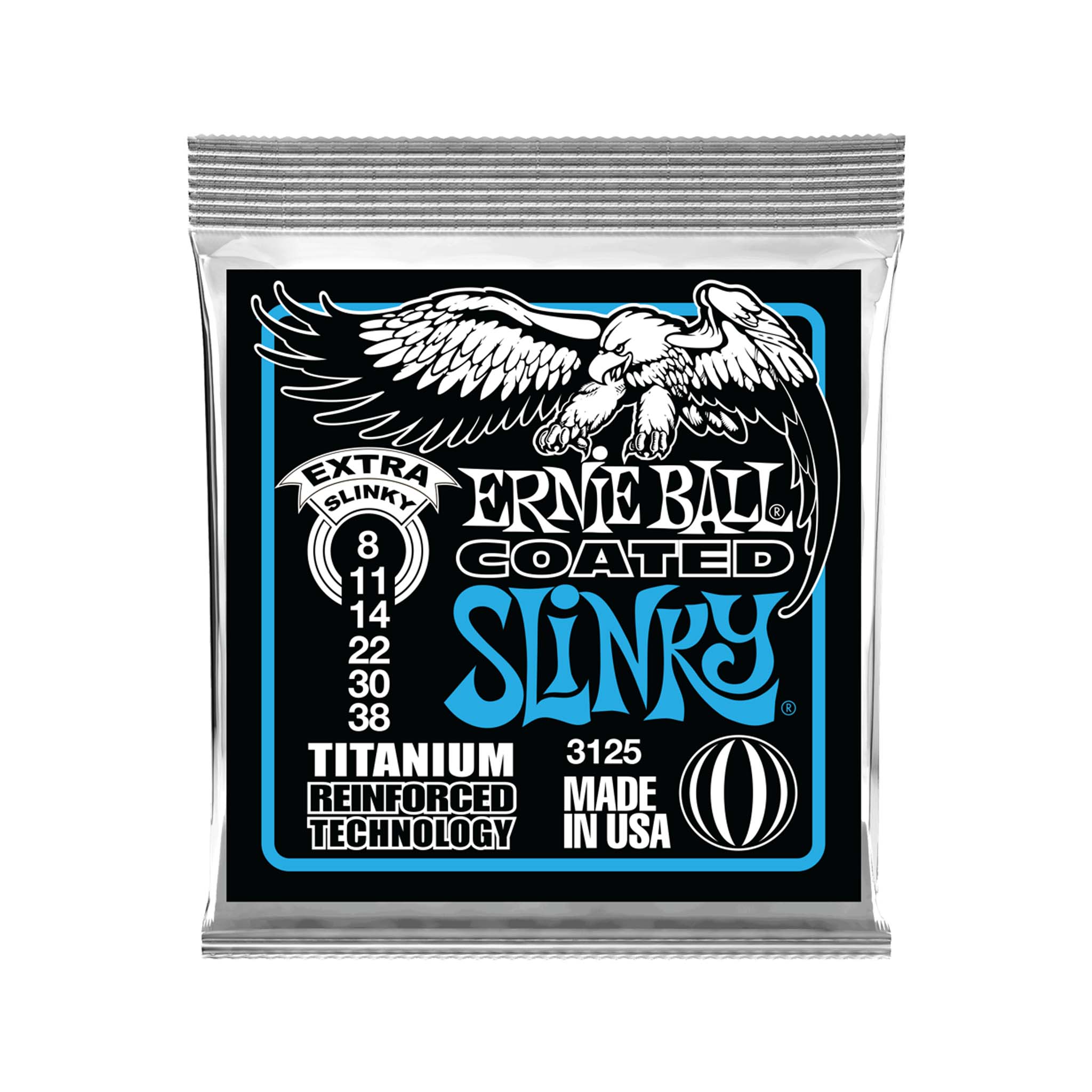 Ernie Ball Extra Slinky Titanium RPS Coated Electric Guitar Strings, 8-38