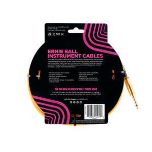 Ernie Ball 25FT Braided Straight to Angle Instrument Cable, Gold