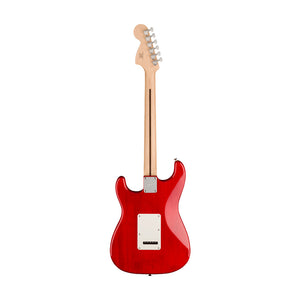 Squier FSR Affinity Series Stratocaster QMT Electric Guitar, Laurel FB, Crimson Red Transparent